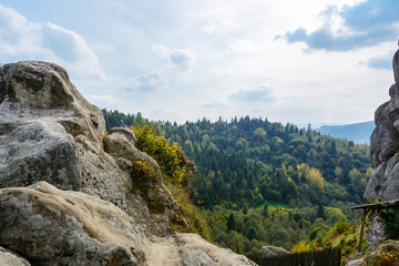 Rock fortification, rock fortress city Tustan. 