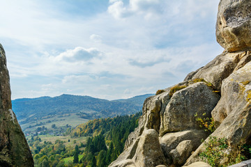 Rock fortification, rock fortress city Tustan. 