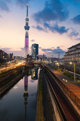Fototapeta na wymiar Tokyo Skytree Tower in the Twitlight time.Tokyo, Japan.