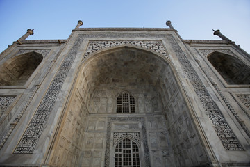 Close up of the front of the Taj Mahal. Agra, India