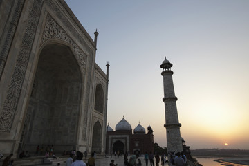 Sun setting behind the Taj Mahal, Agra, India
