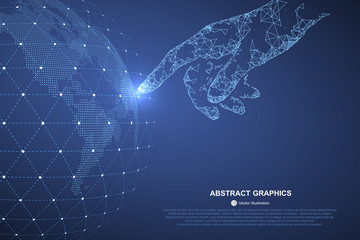 Touch the future, vector illustration of a sense of science and technology.