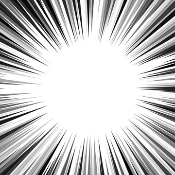 Black and white background action comic book strips. Radial lines for comic books. Manga speed frame, superhero action, explosion background. Vector illustration