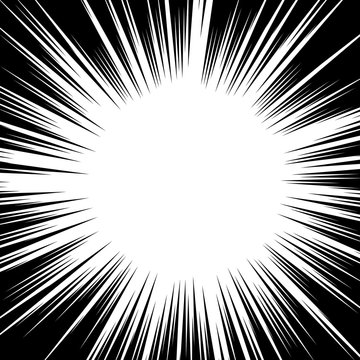 Black and white background action comic book strips. Radial lines for comic books. Manga speed frame, superhero action, explosion background. Vector illustration