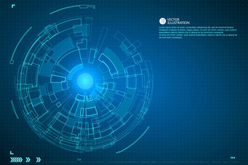 Three-dimensional interface technology, science fiction scene.