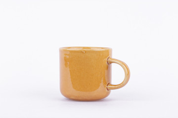 Coffee cup on break time in white background isolated
