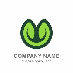 Double Leaf  Circle Organic Plant Nature Farm Vegetables Agriculture Business Company Stock Vector Logo Design Template 