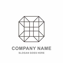 Geometric Square Box Outline Pattern Decoration Interior Architecture Business Company Stock Vector Logo Design Template