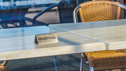 reservation sign on the table