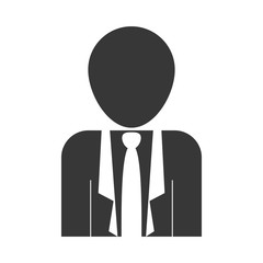 silhouette of businessman wearing suit and tie icon over white background. vector illustration