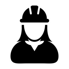 Woman Construction Worker, Employee, Engineer Vector Icon illustration