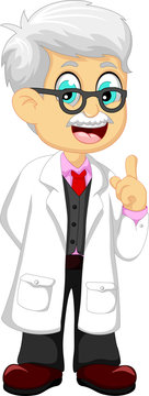 cute doctor cartoon pointing