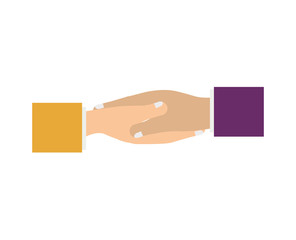 human hands with deal handshake over white background. vector illustration