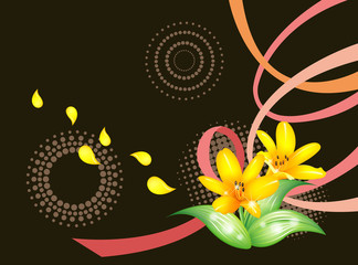 Background Collection Vol.01_Ribbon and yellow flowers