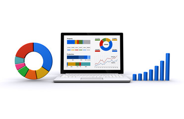 ノートパソコンとビジネス資料