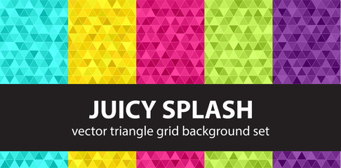 Triangle pattern set "Juicy Splash". Vector seamless backgrounds