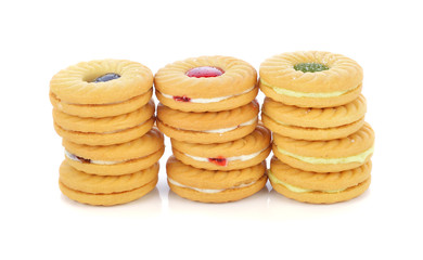 cookies with fruit jam isolated on white background
