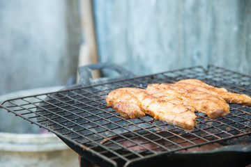 Meat gilled in cooking concept.