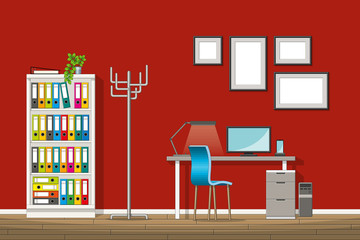 Illustration of interior equipment of a modern home office