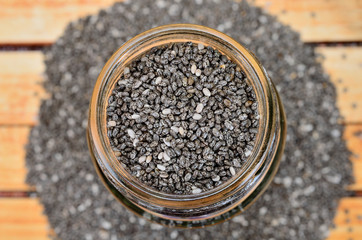 chia seed in jar on table