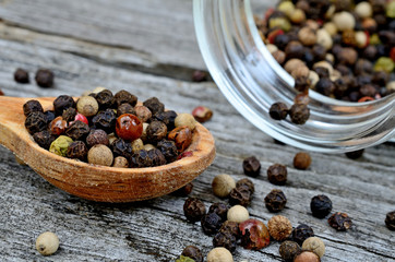 peppercorn in spoon on table