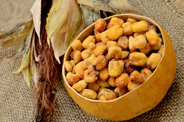 fried corn on table