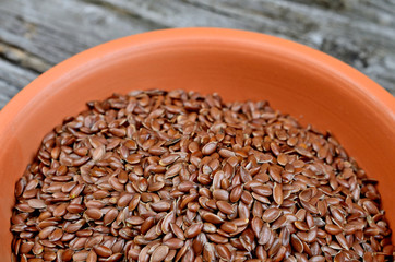 flax seed in dish on table