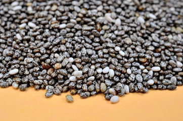 pile of chia on brown table