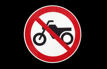 No motorcycle sign isolate on black background.