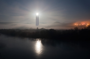 Fototapeta premium lighthouse with aurora .