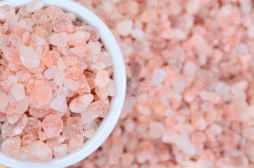 pink salt on table