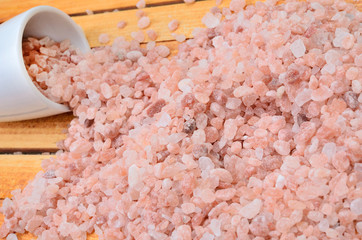 pink salt on table