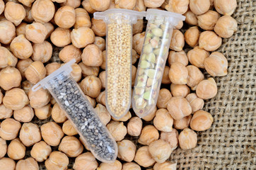 grain in tube on sack