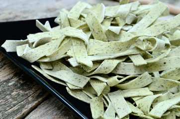 pasta in dish on table