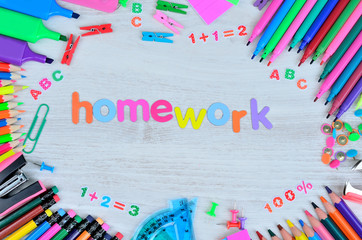 word homework letter and stuff for school
