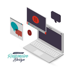 computer with internet related icons image vector illustration design 