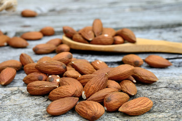 almond on wooden table