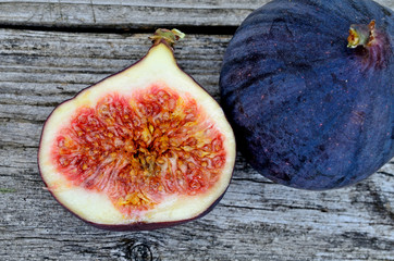 half of fig on table