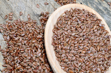 flax seed in spoon on table