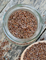 flax seed in bowl on table