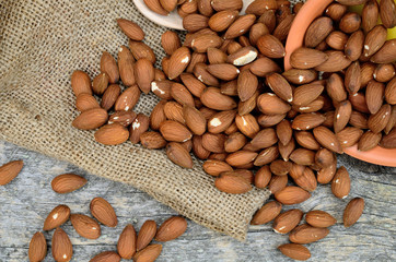 almond on wooden table