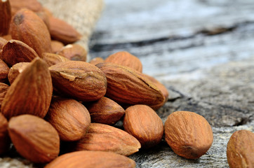 pile of almond on table