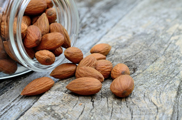 almond in jar flow on table