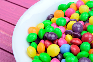bonbon in bowl on table