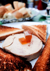 Fresh pate with lettuce on the table