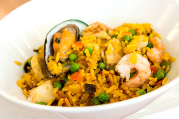 Prawn with rice - closeup of prawn with rice - traditionnal span