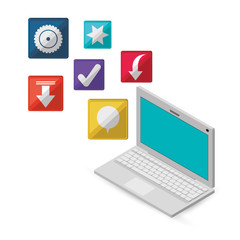 computer with internet related icons image vector illustration design 