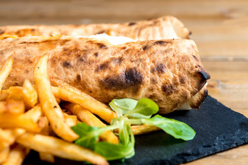beef tacos served with golden French fries