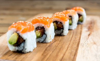 fresh sushi traditional japanese food on the table