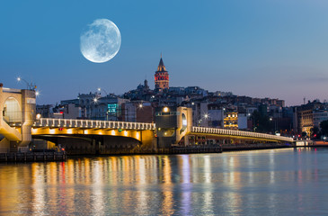 Golden Horn against Galata tower, Istanbul, Turkey